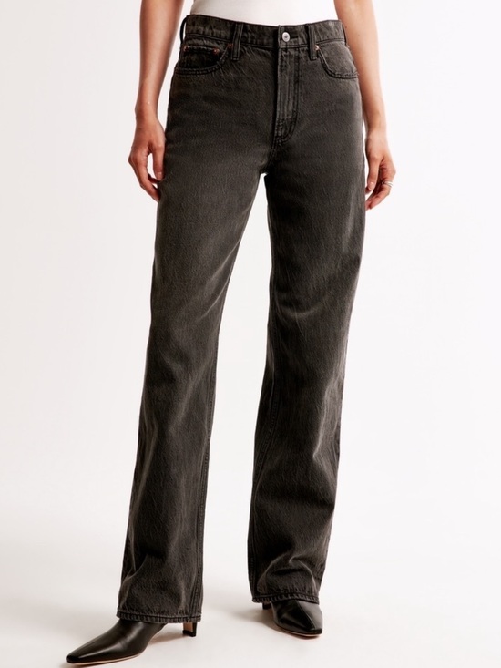 Abercrombie & Fitch Denim - Abercrombie Curve Love The Loose High Rise Jeans - Black Wash